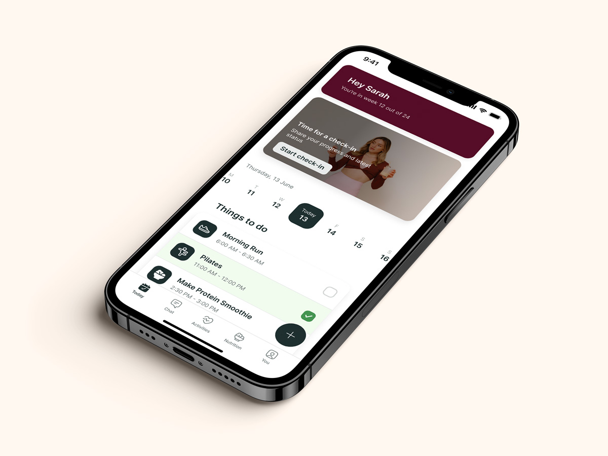 A mockup of the coaching app showcasing the features.